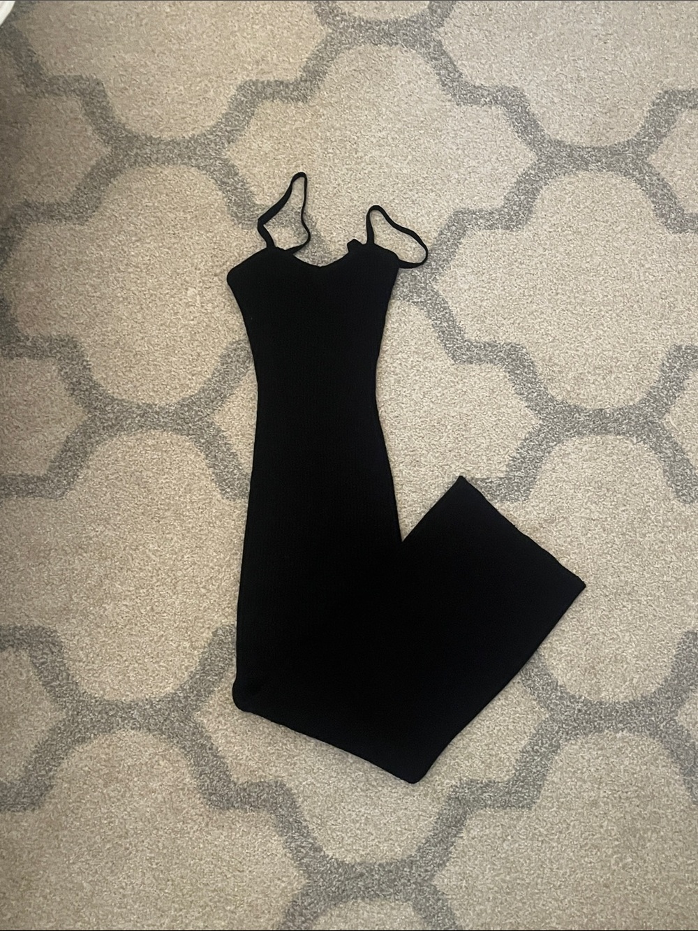 Forever 21 Black Ribbed Maxi Dress with Thin Straps